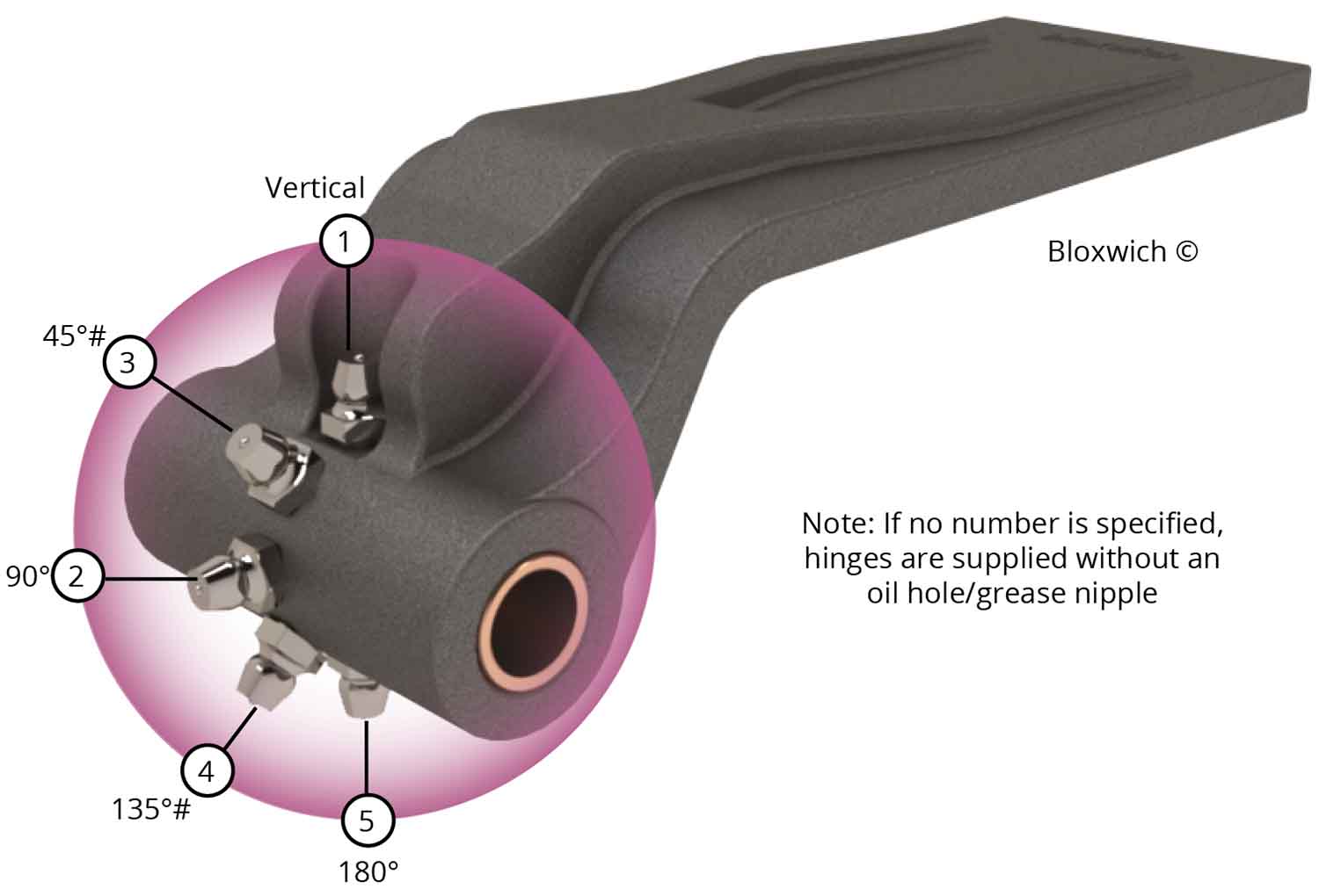 Reverse Forged Hinge Oil Hole/Grease Nipple Positions