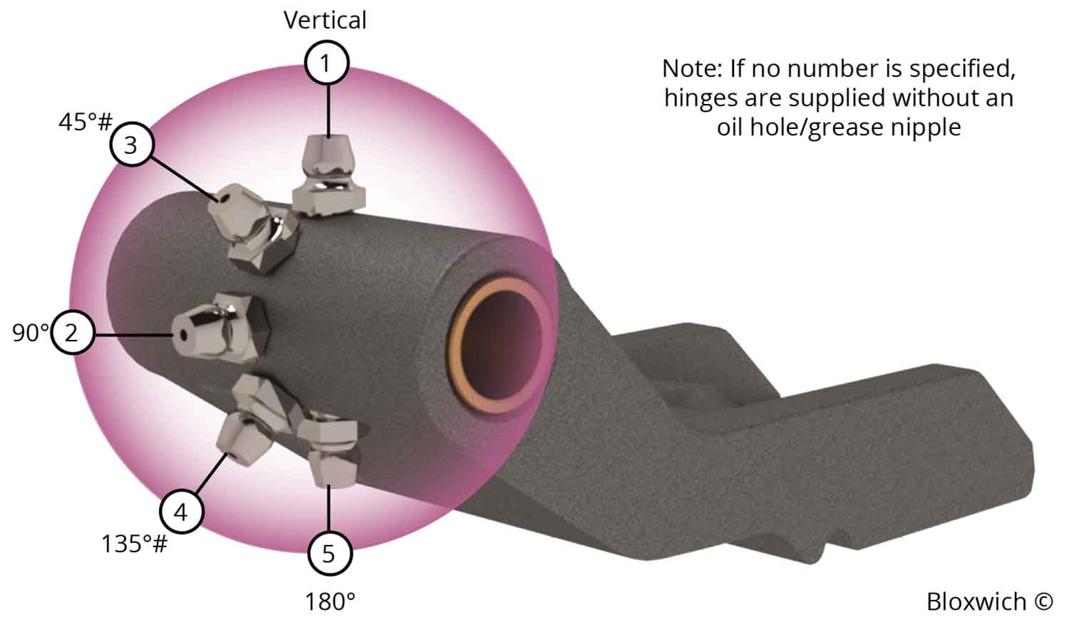 Standard Forged Hinge Oil Hole/Grease Nipple Positions